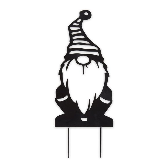 Metal Gnome Garden Stake - Striped Hat - Picture 1 of 3